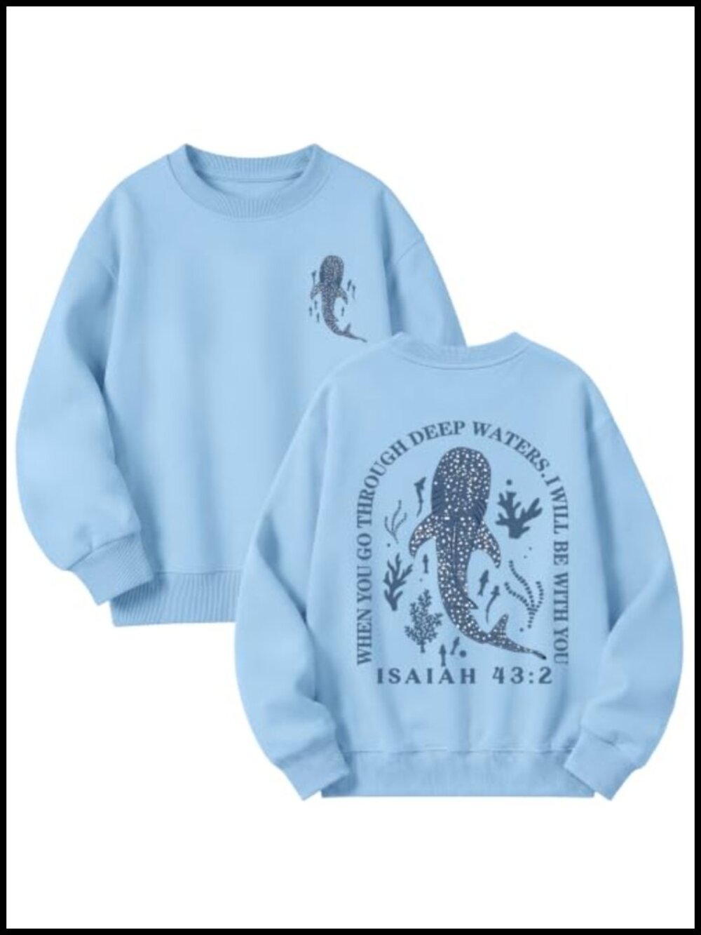 Girls Christian Whale Shark Sweatshirt Long Sleeve Bible Verse Hoodie